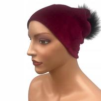 Fashionable Velvet Hat With Pompom Velvet Fall Winter Universal brown