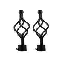 Round Hollow Out Iron Curtain Rods Ends Caps Roman Rod Head Curtain Rods Head Curtain Accessories 28mm-black C