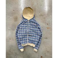 Mens Reversible Hooded Zip Sweatshirt Streetwear Plaid Lining Loose Fit Fall Casual Top S mėlyna