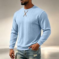 Men's Crewneck Sweatshirt Casual Loose Fit Pullover Top for Everyday Wear XXXL šviesiai mėlyna spalva