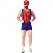 Mens Super Mario Bros Cosplay Costume M XL Red Green Game Party Outfit Halloween M blue