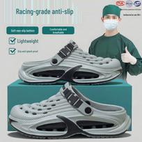 Men's 2026 Summer Odor-Proof Thick Sole Hole Shoes & Head Coverings for Outdoor and Medical Use 44-45 (Recommended for size 43-44 foot) gray