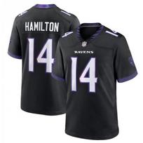 Baltimore Ravens 14 Hamilton Football Jersey Mens Game Day Sports Uniform S-3XL Black