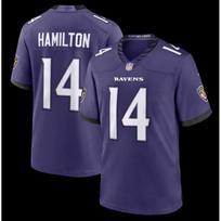 Baltimore Ravens 14 Hamilton Football Jersey Mens Game Day Sports Uniform S-3XL Purple