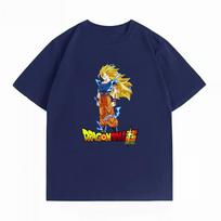 Dragon Ball Super Goku SSJ3 Print T-shirt Casual Short Sleeve Cotton Anime Streetwear T-shirt Unisex S blue
