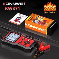 2026 KONNWEI KW371 2in1 Car Battery Tester & 4 Pin 5 Pin Relay Tester 6V 12V 24V Fault Data Print Start Test Charging Scan Tool white