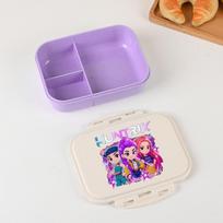 KPOP Demon Hunters Lunch Box for Boy Girl Cute Mira Zoey Jinu Portable Plastic Bento Box with Dinnerware Food Fruit Container pink