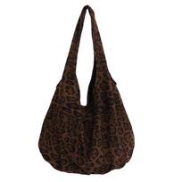 Suede Tote Bag With Car Stitching And Zip Closure For Street Style Womens Fashion Leopard Brown black