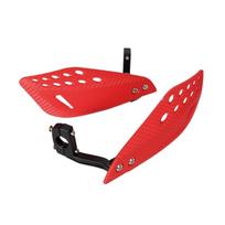 Motorcycle Handlebar Handguard Set with Vented Shell, Clamp On Brackets, and Pair Hand Cover for Trail Route Use raudona