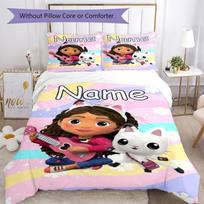 3Pcs Custom Name Gabbys Dollhouse Bedding Set Duvet Cover Closure Includes 1Duvet Cover 2Pillowcases Soft And Comfortable For All Seasons 180cmx210cm