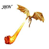 Fantasy Theme Display 3D Printed Fire-Breathing Dragon Bookshelf Decor, Nook Light, Flying Figurine Unique Living Room Accents with Flame, Halloween S