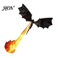 Fantasy Theme Display 3D Printed Fire-Breathing Dragon Bookshelf Decor, Nook Light, Flying Figurine Unique Living Room Accents with Flame, Halloween M