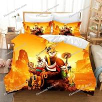 Kung Fu Panda Bedding Set Duvet Cover Set Pillowcase, Boy and Girl Bedding Set, Cartoon Bedroom Decoration Twin King Size Bed 70x133cm 2pcs yellow