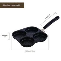 Iron Kitchen Egg Frying Pan 3/4 Section Divided Non-Stick Steak Cooking Grill Pan Egg Pancake Steak Pan Kitchen Cooking Tool A black