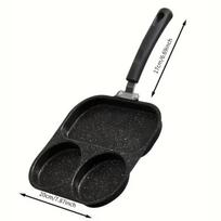 Iron Kitchen Egg Frying Pan 3/4 Section Divided Non-Stick Steak Cooking Grill Pan Egg Pancake Steak Pan Kitchen Cooking Tool B