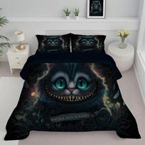 Cheshire Cat Duvet Cover, Bedding Sets 2 Piece Comforter Cover with Pillowcases75*50cm, Soft Bed Cover for Adults And Children 100x135cm 2pcs&Duvet Cover black