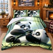 Panda Pattern Bedding 3Pcs Set Bed Sheet And Pillowcases For Indoor Bedroom 180cmx210cm