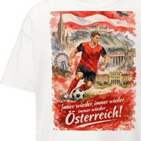 Austria Football (Soccer) T-Shirt, Watercolor Football Fan Tee, Vienna Landmarks Graphic Shirt 150 beige