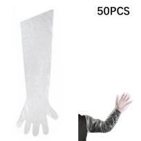 50Pcs Harmless Plastic Disposable Vet Glove Clear Disposable Farm Glove Veterinary Supplies Long Arm Glove Rectal Examination