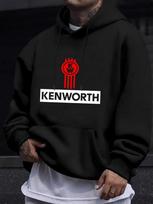 Casual Graphic Print Hoodie Sweatshirt - Vibrant Blue with Red & White Logo XXXL black