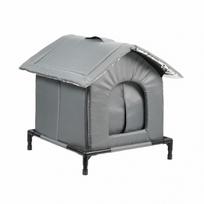 Outdoor Cat House with Pitched Roof Warm Insulated Pet Shelter Safe for Patio L pilka spalva