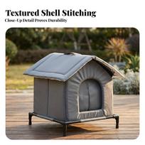 Outdoor Cat House with Pitched Roof Warm Insulated Pet Shelter Safe for Patio S juoda