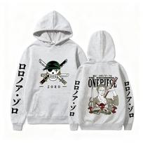Anime One Piece Zoro 2026 Printed Hoodie, Men's and Women's Sweatshirt, Sports Sweatshirt, Harajuku Y2K Sweatshirt 2XL white