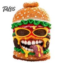 Funny Ski Masque Food Knit Balaclava for Adults, Novelty Burger Chips Popcorn Shaped Full Head Neck Cover Masque, Winter Warm Face Men Women Windproof A multi