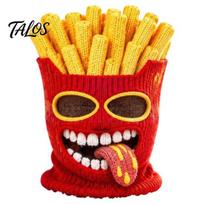 Funny Ski Masque Food Knit Balaclava for Adults, Novelty Burger Chips Popcorn Shaped Full Head Neck Cover Masque, Winter Warm Face Men Women Windproof B red