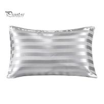 Comfortable Sleep Bedding Striped Satin Pillowcase, Silky Smooth Bed Pillow Cover, Gentle on Hair Durable Pillowcase & Skin, Glossy Solid Color 1pc tamsiai pilka spalva