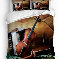 Artistic Violin Music Vintage Bedding Set 3pcs Duvet Cover Pillowcase Kids Adult Quilt Cover Double Bed Set Home Textile 155x215cm 3pcs
