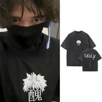 Customization Shirt Washed Vintage Uglyfacekid Hanzi Merch Tshirt Men Women Casual Funny Manga T Shirts Unisex Oversized Cotton XL black