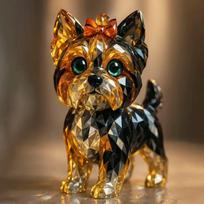 Gyvūno Dervos Krištolo Skulptūra Elegantiško Stiliaus Namų Dekoro Ir Kolekcionierių YorkshireTerrier black