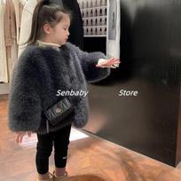 Girls Thickened Faux Fox Fur Coat Kids Autumn Winter Fashion Warm Outerwear 130cm