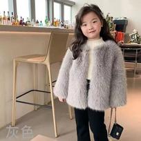 Girls Thickened Faux Fox Fur Coat Kids Autumn Winter Fashion Warm Outerwear 150cm