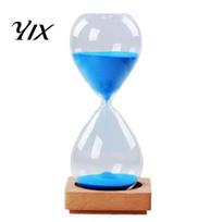 5 Minute Hourglass Timer Minutes Glass with Wooden Base, Modern Decorative Sand Timer, Focus Aid for Tea Making Drop Shape Clock Study Time Management mėlyna