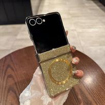Galaxy Z Flip 8/7/6/5/4/3 Case Magnetic Wireless Charging Shockproof Protective Cover With Electroplate Glitter Samsung-Z Flip4 auksas