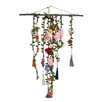 Handmade Cotton Floral Crochet Macrame Hanging 31.5x19.69x0.79 Inch Boho Statement Decor Boho Farmhouse Indoor Wall Art Ornament black