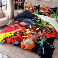 Miraculous Ladybug 3Pcs Bedding Set Duvet Cover With Two Pillowcases For Bedroom Home Decoration 140cmx210cm
