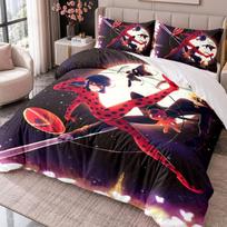 Miraculous Ladybug 3Pcs Bedding Set Duvet Cover With Two Pillowcases For Bedroom Home Decoration 135cmx200cm