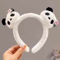 Cute Panda Headband Zoo Hair Clip Plush Doll Hair Hoop Sweet Cartoon Hair Band  Wash Face Style 4 white