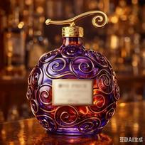 Luxury Embossed Glass Whiskey Decanter, Vintage Relief Liquor Bottle for Home Bar Decor Gift brown