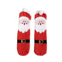 Coral Fleece Cartoon Hosiery Santa Claus Mid-Tube Socks Fashion Design Christmas Socks  Toddle Santa Claus red