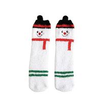Coral Fleece Cartoon Hosiery Santa Claus Mid-Tube Socks Fashion Design Christmas Socks  Toddle Snowman black