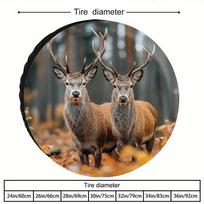 Stag Deer Autumn Forest Print Tire Cover Polyester Spare Wheel Protector for SUV RV Truck 17inch