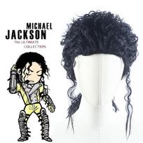 MJ Michael Cosplay Juodi Perukai Jackson Michael Vaidmenų Žaidimas Vidutinio Ilgio Garbanoti Juodi Plaukai Kasos Perukas Helovino Cos Perukai One Size black