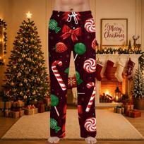 Men's Christmas Printed Pajama Pants for Sleep and Casual Wear M raudona