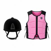 Equestrian Helmet Padded Chin Guard Molded Exterior Horse Riding Guarding Vest Adjustable Side Laces pink