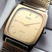 SEIKO Dolce Quartz Gold Tungsten Carbide Case Bracelet Vintage Manufactured 1985 7731-5100