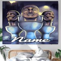 Personalized Skibidi Toilet Background Tapestry,Custom Name Birthday Party,Multifunctional Wall Decoration for Home Decor,Various Occasions 150cmx200cm